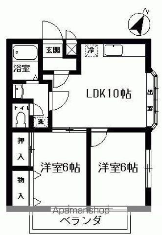 プランドールⅠ(2LDK/1階)の間取り写真