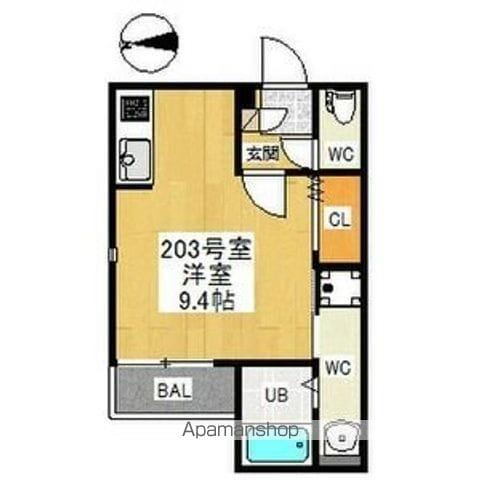 GRANDTIC 車道(ワンルーム/2階)の間取り写真