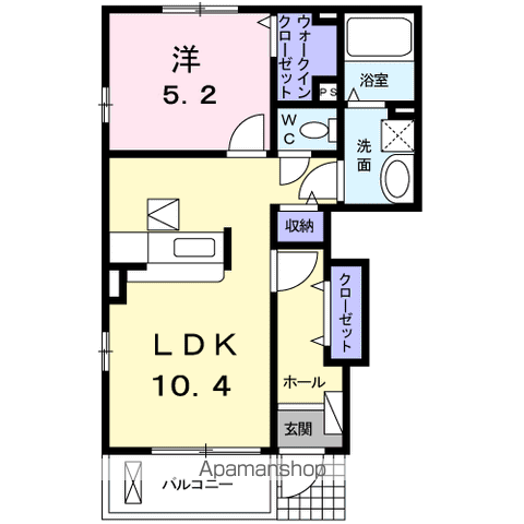 クオリア(1LDK/1階)の間取り写真
