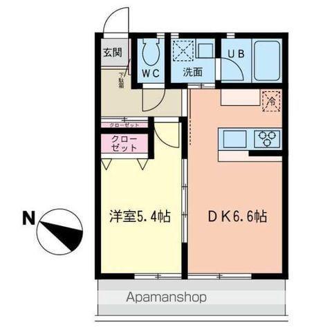 ルナージュ弐番館(1DK/2階)の間取り写真