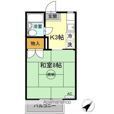 メゾンU(1K/1階)の間取り写真