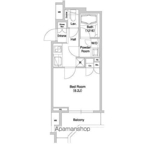 グラマシー横濱関内(1K/2階)の間取り写真
