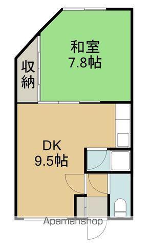 かすみ荘(1DK/2階)の間取り写真