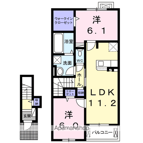 トレヤ B(2LDK/2階)の間取り写真