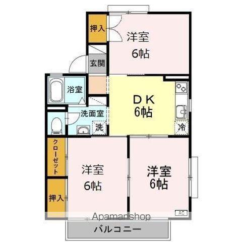 セジュールセゾンA(3DK/2階)の間取り写真