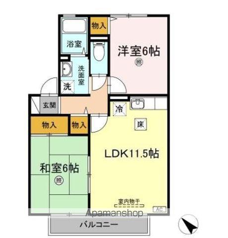 ルミエール小林(2LDK/1階)の間取り写真