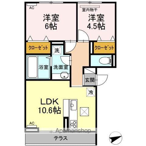グランディオ(2LDK/1階)の間取り写真