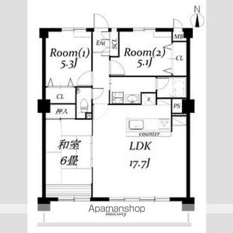シャーウッド明徳公園(3LDK/2階)の間取り写真
