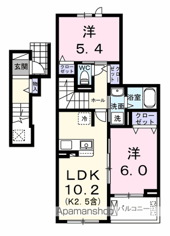 エール アン(2LDK/2階)の間取り写真