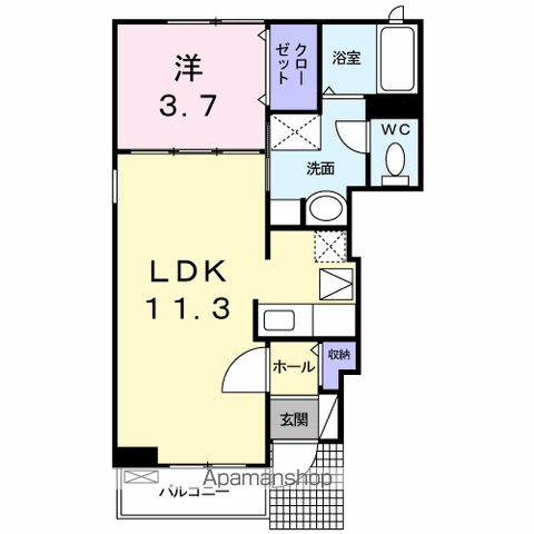 パールハウスC(1LDK/1階)の間取り写真