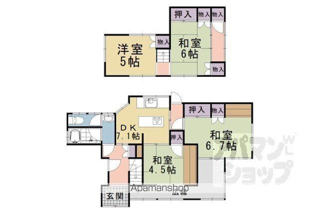 京都市東西線 御陵駅 徒歩20分 2階建 築66年(4LDK)の間取り写真