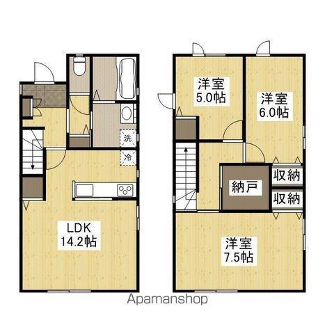宇野線 茶屋町駅 徒歩11分 2階建 築8年(3LDK)の間取り写真