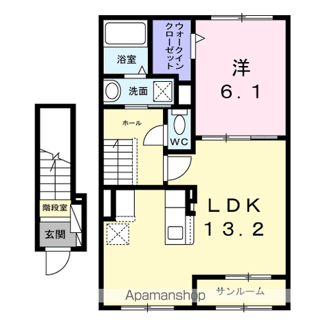 TST FUSO(1LDK/2階)の間取り写真