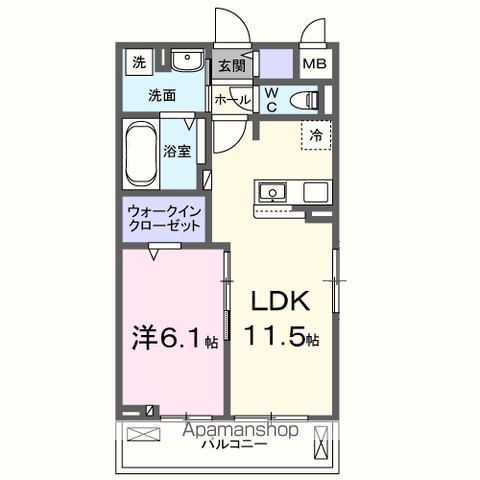 GARDEN 浜プラス(1LDK/2階)の間取り写真