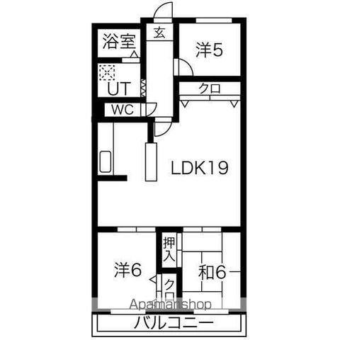 パビヨン徳川(3LDK/2階)の間取り写真