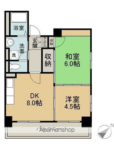カオルハイム(2DK/6階)の間取り写真