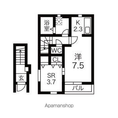 KINGDOMⅡ(1K/2階)の間取り写真