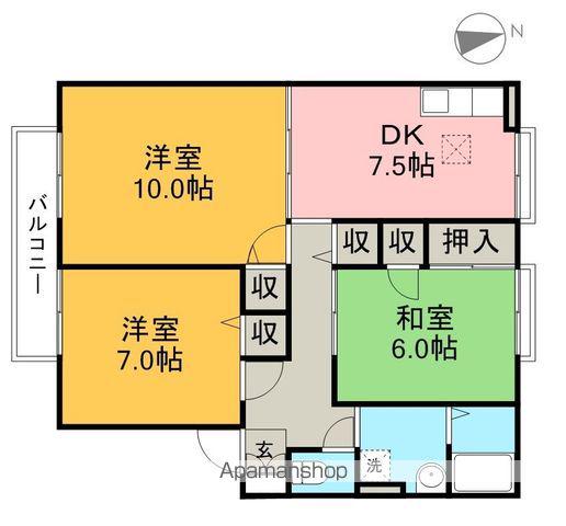 ファミールド鹿児B棟(3DK/2階)の間取り写真