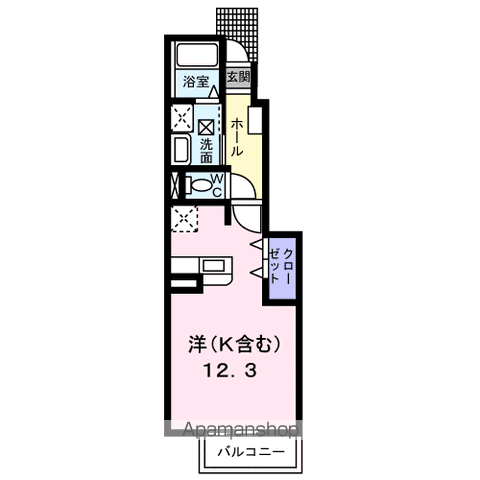 ベルシティSATOB(1K/1階)の間取り写真