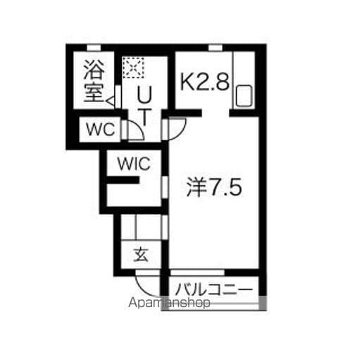 ポールスター A棟(1K/1階)の間取り写真