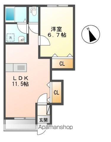 SUN TERRACEゆめみ野(1LDK/1階)の間取り写真