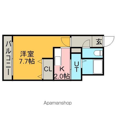 ラウルあいの里(1K/1階)の間取り写真