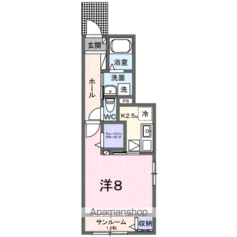 ユメノミライ(1K/1階)の間取り写真