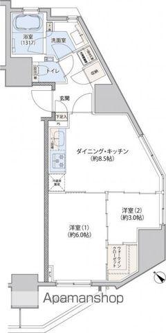 レジディア文京小石川2(2DK/8階)の間取り写真