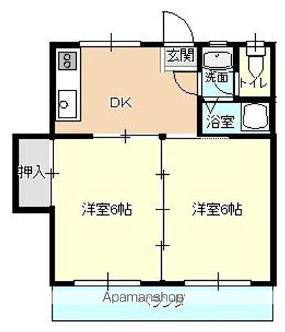 シャルム原田(2DK/3階)の間取り写真