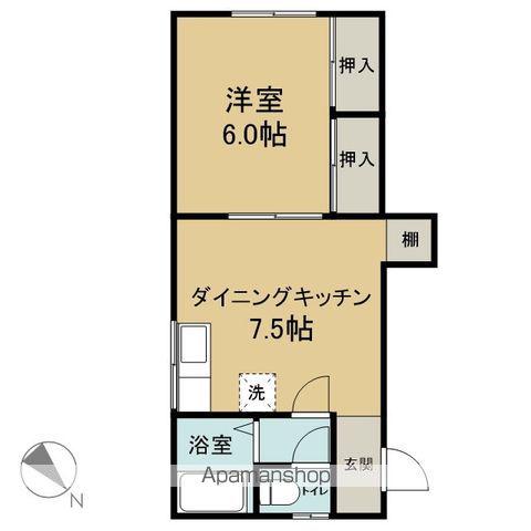 ホワイトハウス(1DK/2階)の間取り写真