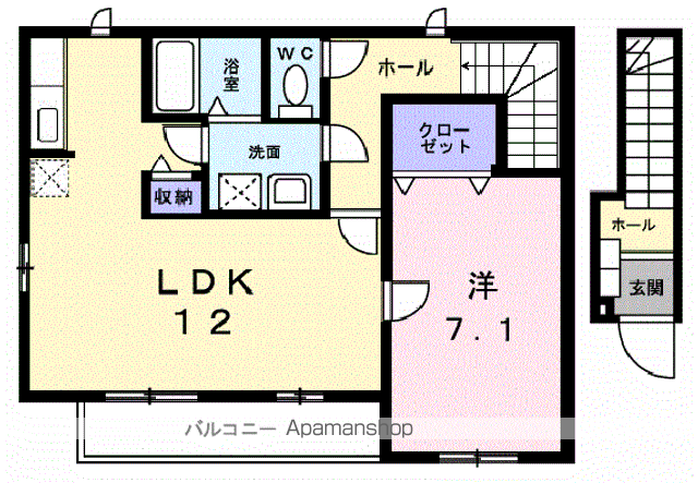 ブリアント・ベル(1LDK/2階)の間取り写真