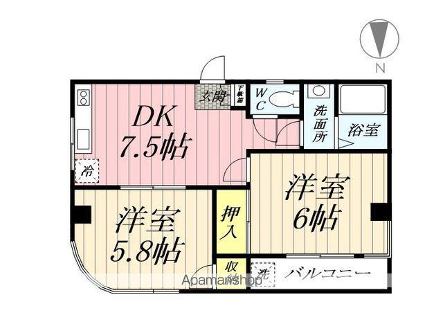 シュロス吉川(2DK/4階)の間取り写真