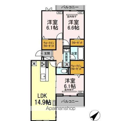 クラリス(3LDK/3階)の間取り写真