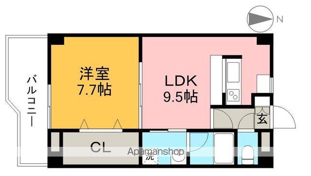 土讃線 高知駅 徒歩11分 4階建 築23年(1LDK/4階)の間取り写真