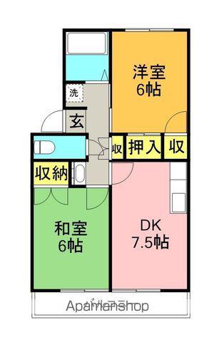 グリーンコーポラス(2DK/1階)の間取り写真