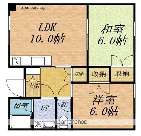 ヴォンジュール末広(2LDK/2階)の間取り写真