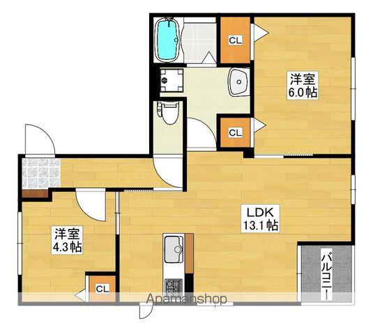 クーネル(2LDK/2階)の間取り写真