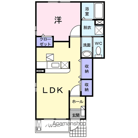 サンライズつるぎ(1LDK/1階)の間取り写真