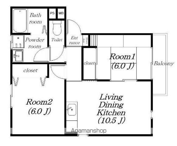 ハイツアサイ(2LDK/1階)の間取り写真