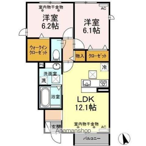 アンソレイエ(2LDK/1階)の間取り写真