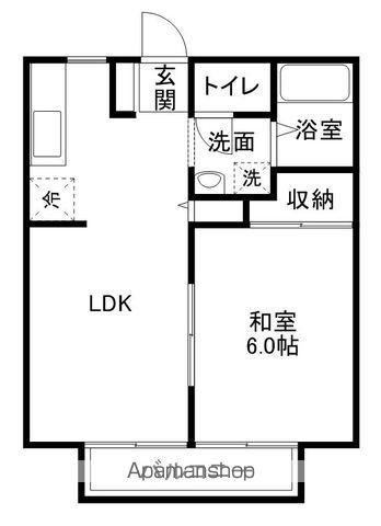 ハイツ桜ヶ丘(1LDK/1階)の間取り写真