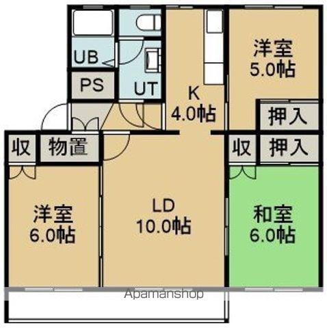 テレパレス函館柳(3LDK/3階)の間取り写真