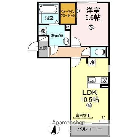 リュミエール・ソレール(1LDK/2階)の間取り写真