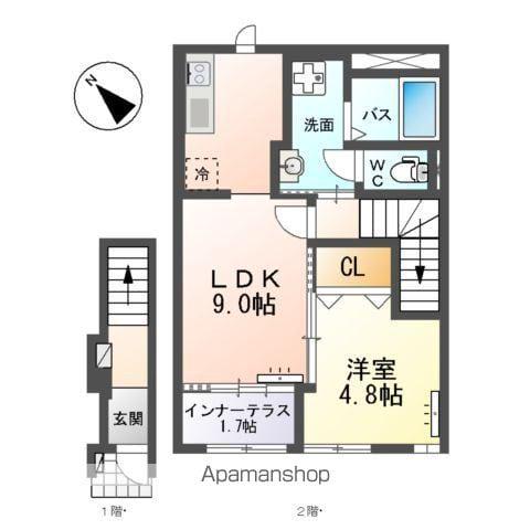 アーバンスカイM(1LDK/2階)の間取り写真