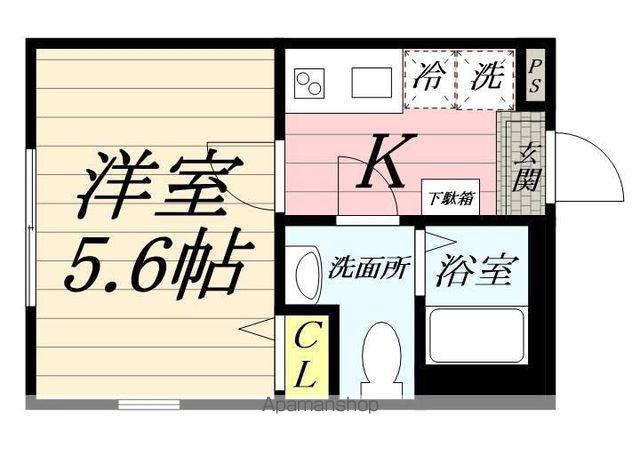 CRANE LAGOON岸谷3丁目アパート(1K/2階)の間取り写真