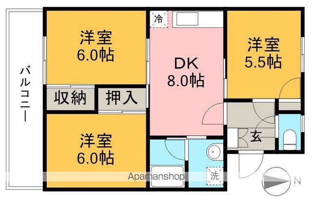 リバーハイツ比島2棟(3DK/3階)の間取り写真