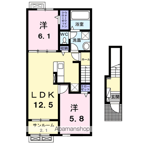 ピアニッシモⅠ(2LDK/2階)の間取り写真