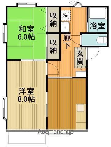 ハイランド白銀A・B・C(2DK/1階)の間取り写真