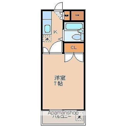 パールハイツ立川(1K/3階)の間取り写真