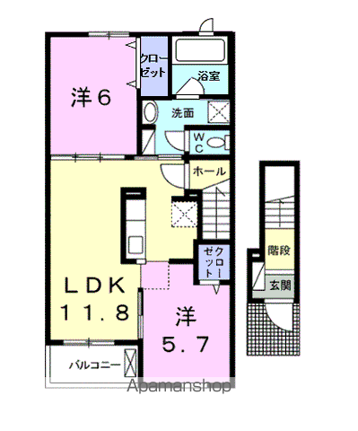 キャンディハウスE(2LDK/2階)の間取り写真